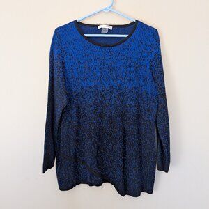 Allison Daley blue and black sweater XL asymmetrical front hem EUC